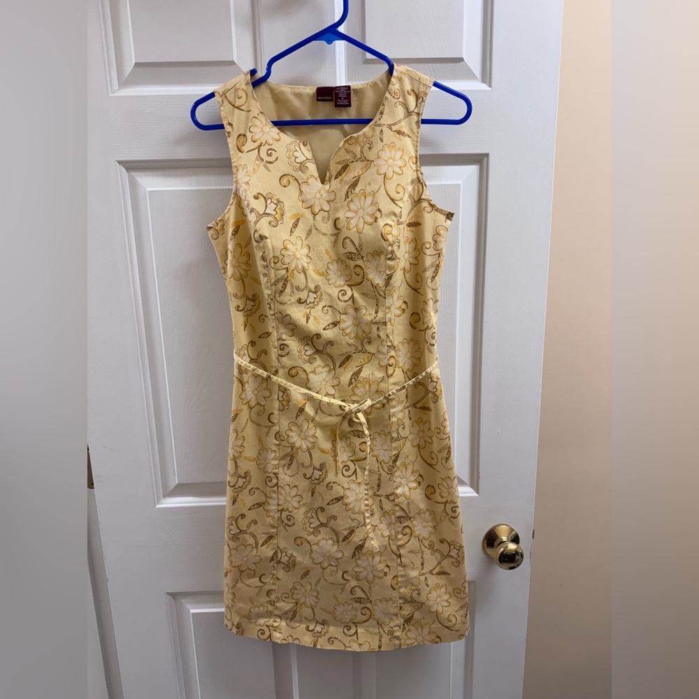 Vintage Yellow Merona Floral Women’s Butter Yellow Dress Size 6 90s Y2K